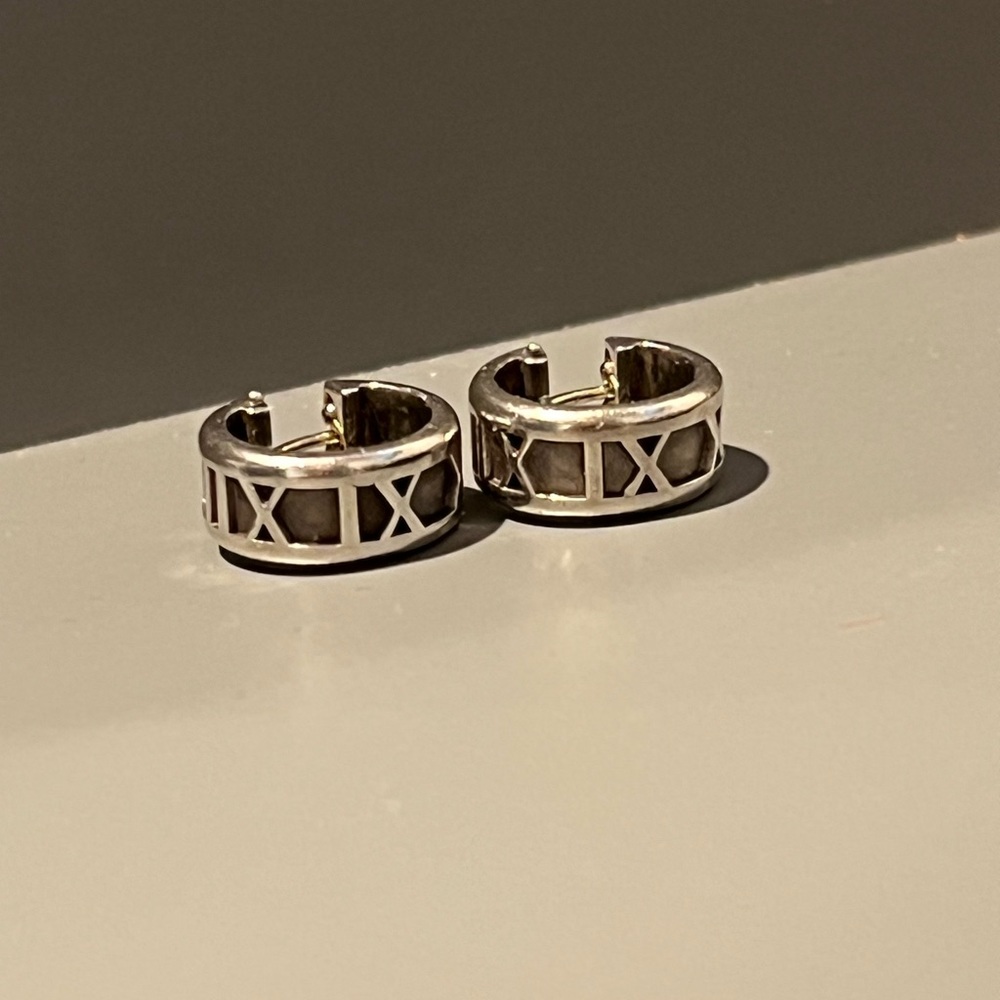Tiffany & Co Sterling Silver Vintage Atlas Huggie Earrings